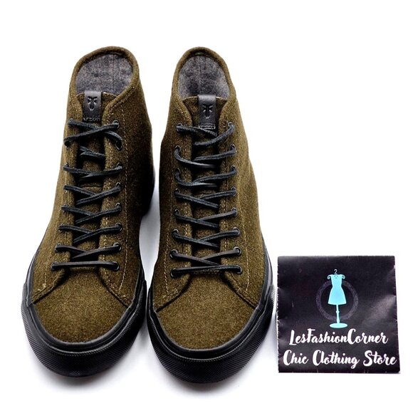Frye Men's Olive Wool Rubber High-Top Ludlow Fashion Shoes Size 13 385 - Picture 10 of 16